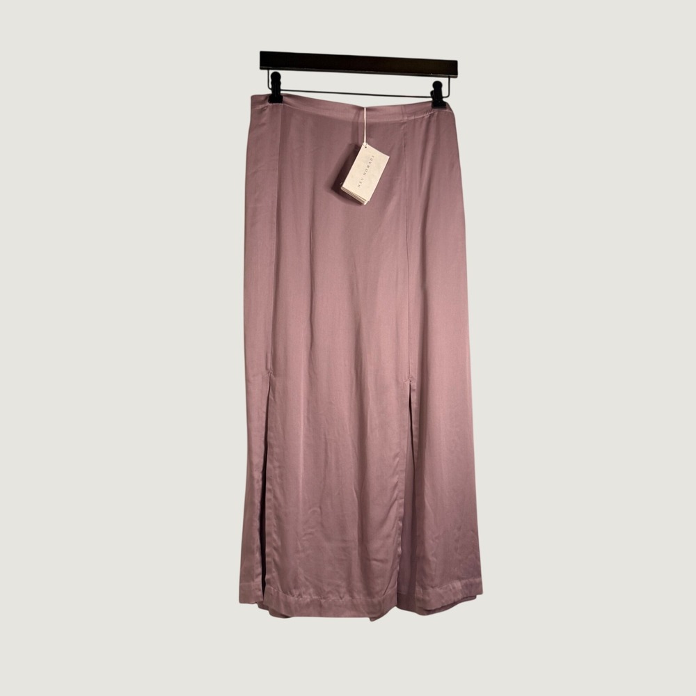 Neu‎ Nomads Pink Katelyn Maxi Skirt Double Slit Pockets Satin Finish NWT